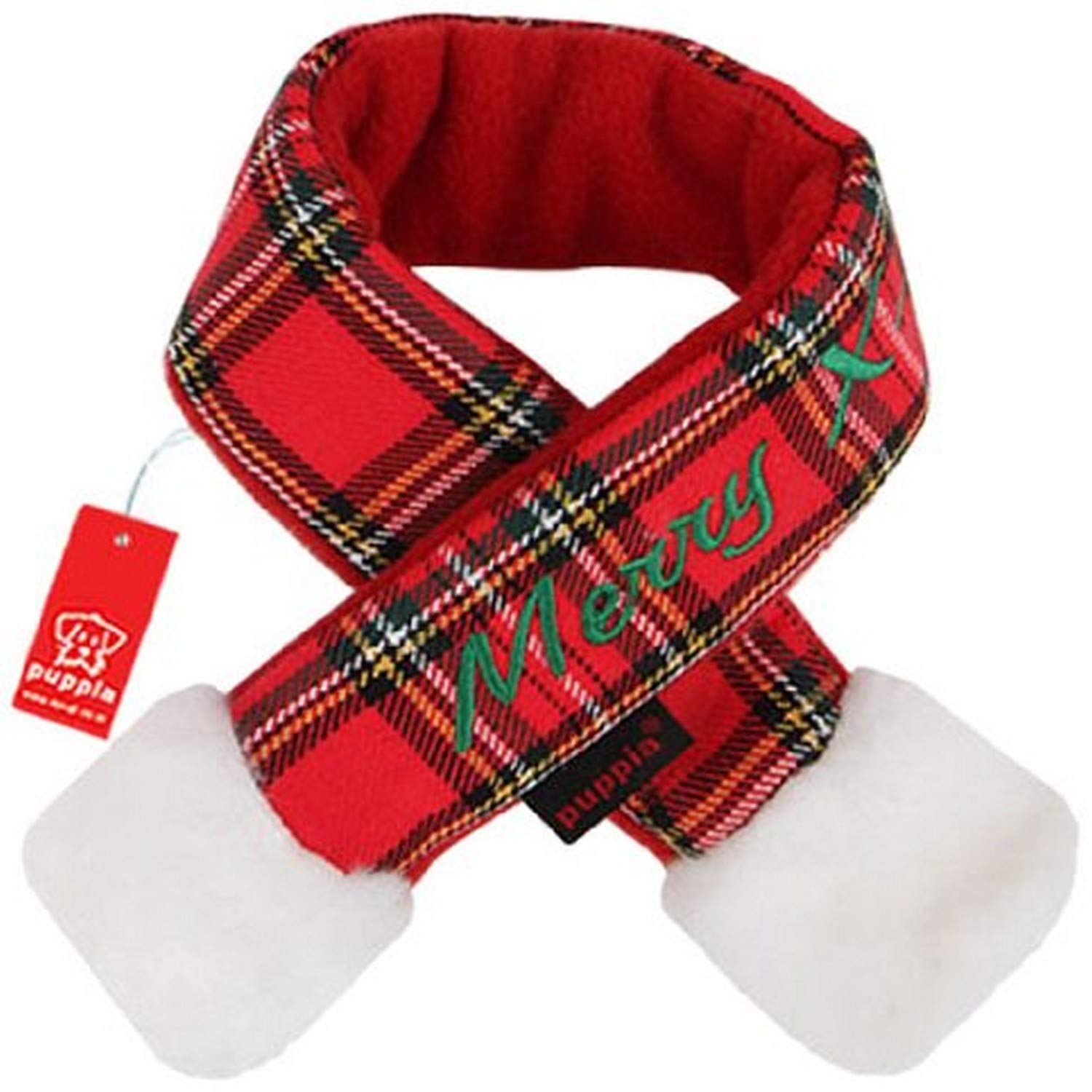 Puppia Santa Claus Scarf, X-Large, Checkered Red