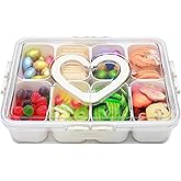 XING-RUIYANG Divided Serving Tray with Lid and Handle,Snackle Box Containers with 8 Compartment,Portable Snack Serving Platters Reusable Storae Organizer for Fruits,Nuts,Candy,Party,Picnic,Veggies