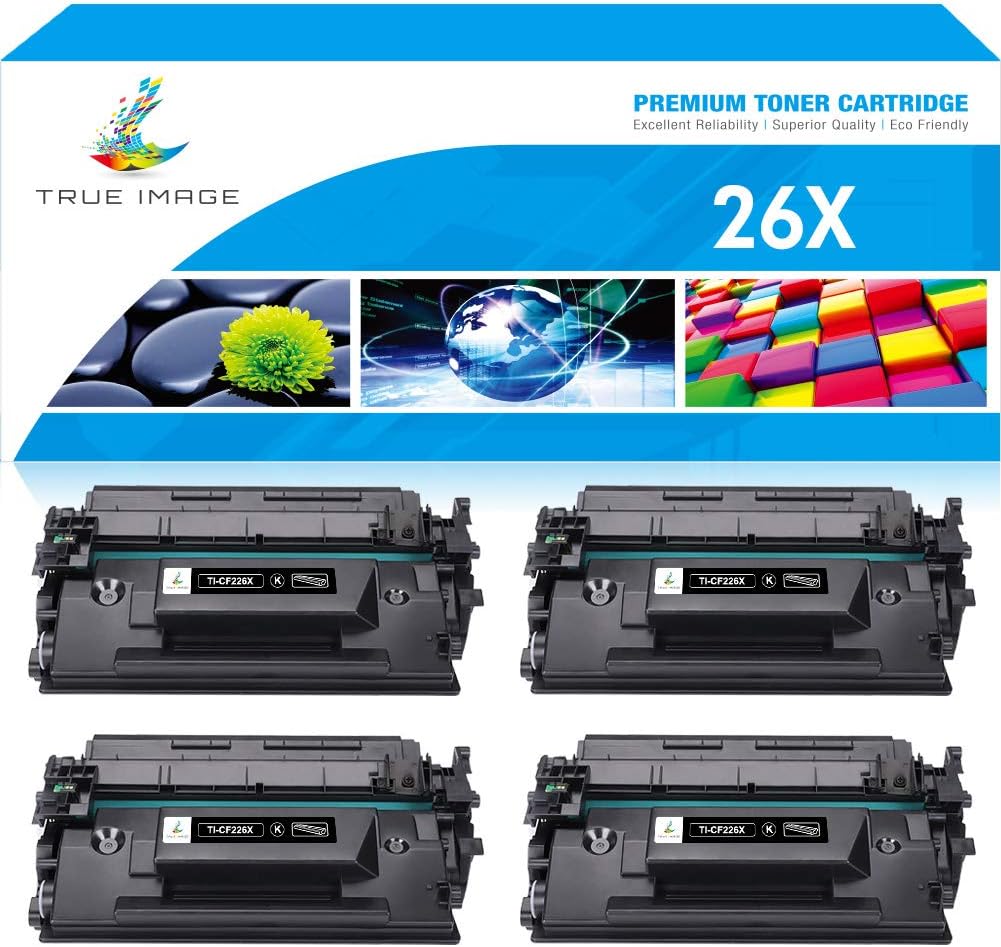 TRUE IMAGE Compatible Toner Cartridge 26X CF226X Replacement for HP 26A CF226A M402n M426fdw Pro M402dn MFP M426fdn M402dw M402 M426dw M426 M402d Printer Ink High Yield (Black, 4-Pack)