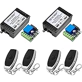 QIACHIP DC 12V 1CH 433Mhz RF Wireless Relay Module Remote Access Control Switch Momentary Toggle Delay Transmitter with Receiver for Doors,Lights(2 Relays + 4 Remote)