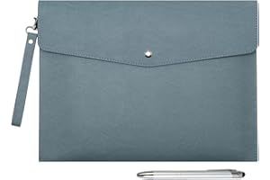 Wonderpool A4 Faux Leather Envelope Documents Multifunction Folders Stationery Bag -Portfolio File for Paper Letter Stationer