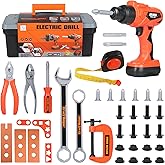 Elitoky Kids Tool Set - 35 PCS Toddler Tool Set with Tool Box & Electronic Toy Drill, Pretend Play Kids Construction Toy, Toddler Boy Toys, Toy Tools for Kids Ages 3,4,5,6,7,8 Years Old