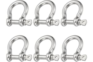 PATIKIL Screw Pin Shackle 6mm 1/4" 485lb, 6Pcs 304 Stainless Steel Forged Bow Shackle Marine Grade for Chains Wire Rope Outdo