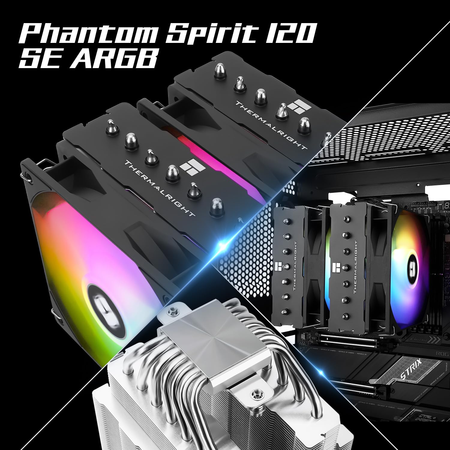 Thermalright Phantom Spirit 120SE ARGB CPU-Luftkühler, 7 Heatpipes CPU-Kühler, Dual 120mm TL-C12B-S V2 PWM-Lüfter, AGHP 4.0 Technologie, für AMD AM4/AM5/Intel lga1851/1700/1150/1151/1200, PC-Kühler 2