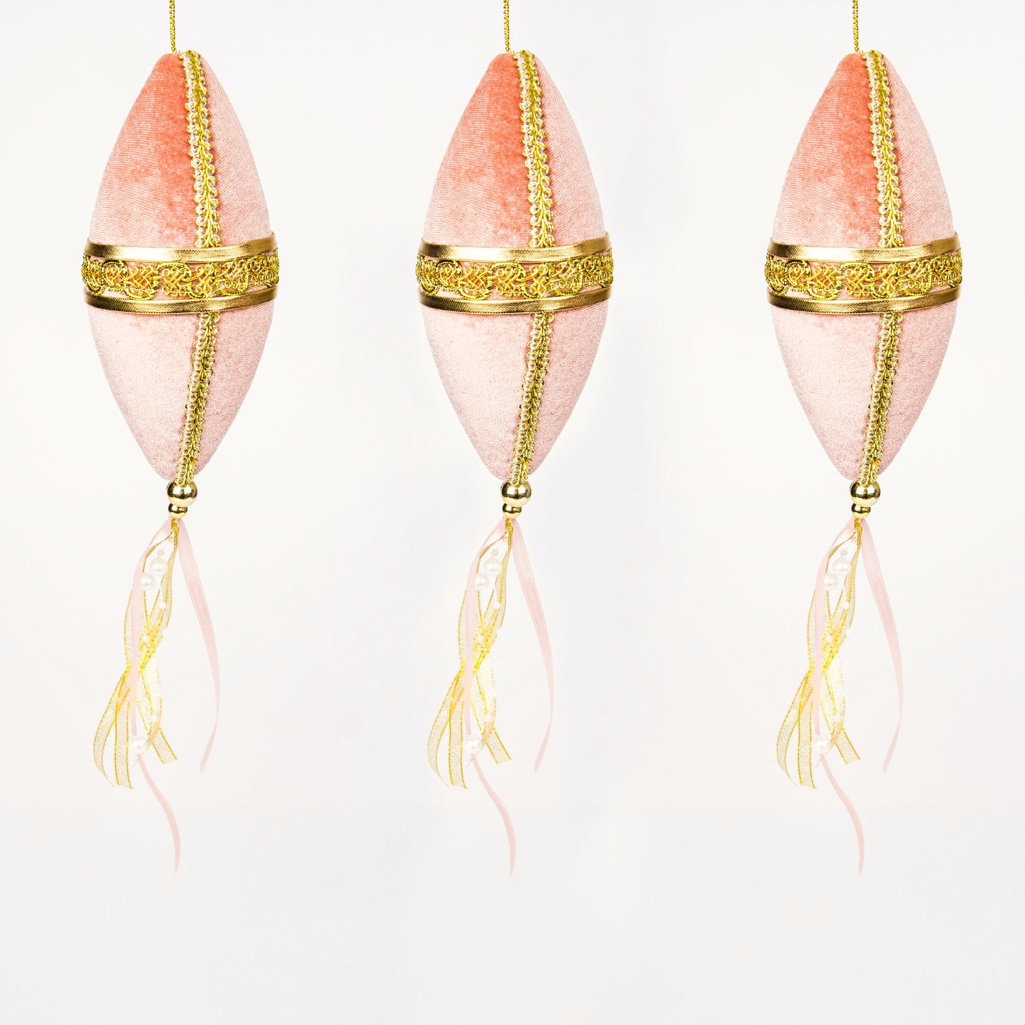 3Pcs Light Pink Nut Bauble Decorations 7x30cm - Christmas Tree Hanging Decorations Festive Decorative Ornaments Fairy Tale Themed Xmas Tree Pendant