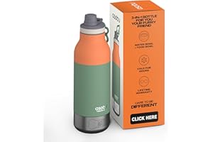 Asobu Dog Barky Bottle – Insulated Stainless Steel Water Bottle with 2 Removable Dog Bowls for Food, Treats & Water – Pet-Friendly Travel Bottle for Hiking, Road Trips & Outdoor Adventures