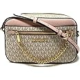 Michael Kors Jet Set Saffiano Leather Crossbody Bag (Vanilla Sig Powder Blush)