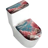 2 pack Toilet Lid Cover & Tank Lid Cover,Fits Standard & Elongated Toilet | Soft Stretchable Fabric,Machine Washable,Decorative Bathroom Protective Covers