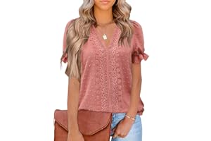 MixShe Womens Summer Tops 2025 Trendy Short Sleeve Shirts Spring Clothes V Neck Tshirts Fashion Blouses Casual Tunics