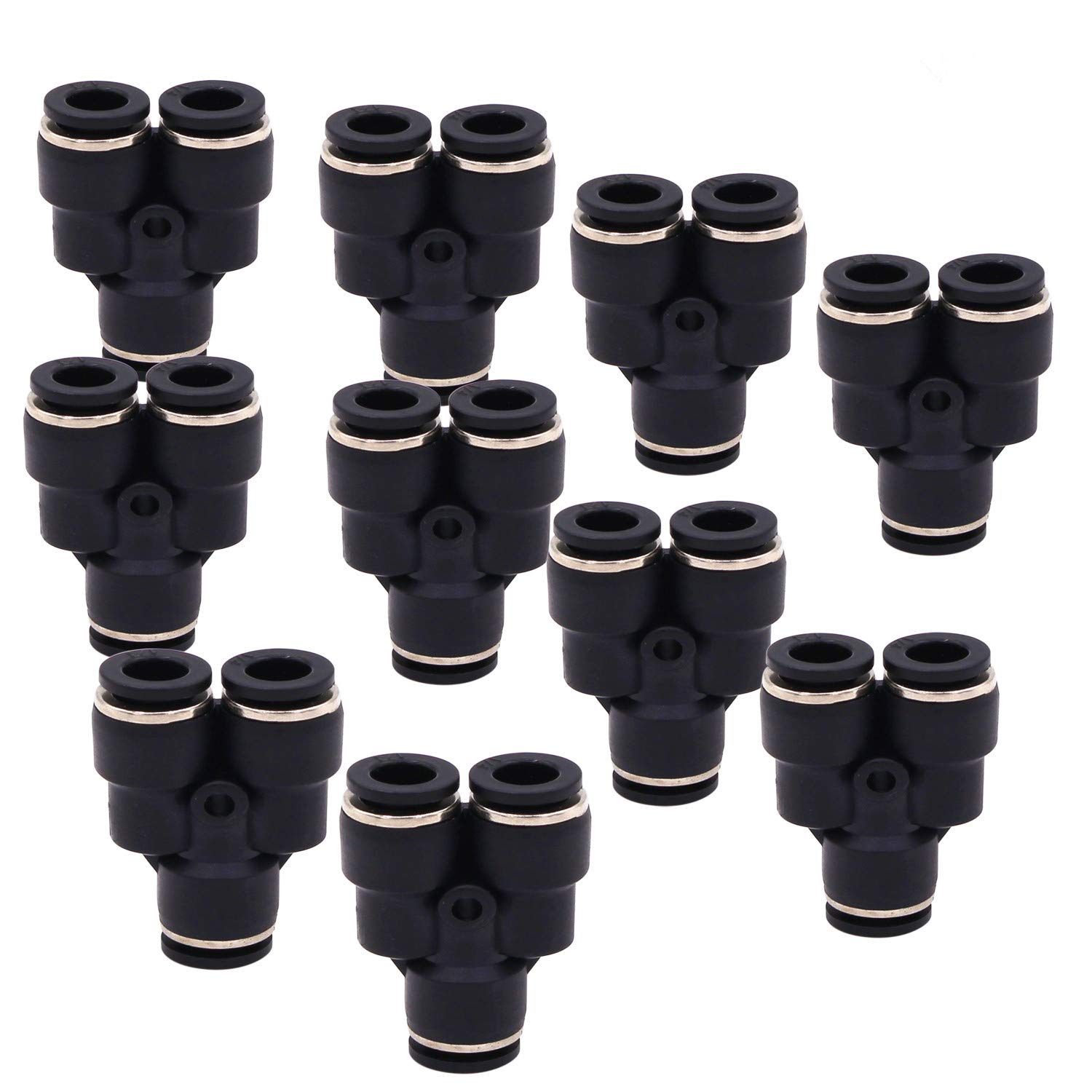 Push to Connect Air fittings 1/4 inch OD 10 pack Plastic Push To