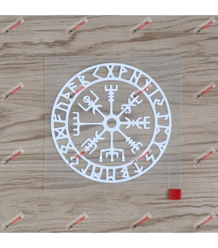 Minglewood Trading Black - Viking Compass Vinyl Decal V2 - Norse Vegvisir Magic Rune Pagan - Die Cut Sticker - 15w X 15h Inches