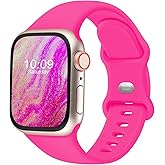 CREFORT Sport Bands Compatible with Apple Watch 46mm 38mm 40mm 41mm 42mm 44mm 45mm 49mm for Women Men, Soft Silicone Accessory Strap Wristband for iWatch Series 11 10 9 8 7 6 5 4 3 2 1 SE Ultra Hot Pink