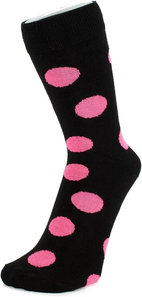 Neon Pink Polka Dot Black Ankle Socks (Size 47) Amazon.co.uk Clothing