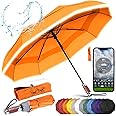 Royal Walk Windproof Folding Travel Umbrella Compact and Strong Luxurious Real Wood Handle Automatic Open Close Vented Double Canopy for Men and Women