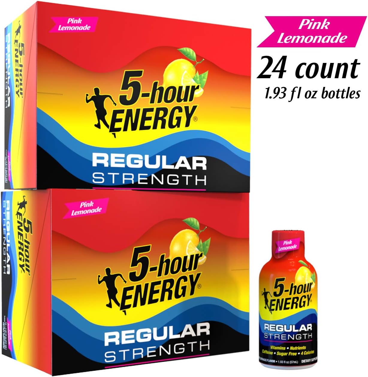 5-hour ENERGY, Regular Strength Pink Lemonade, 1.93 ounce, 24 count: Health & Personal Care
