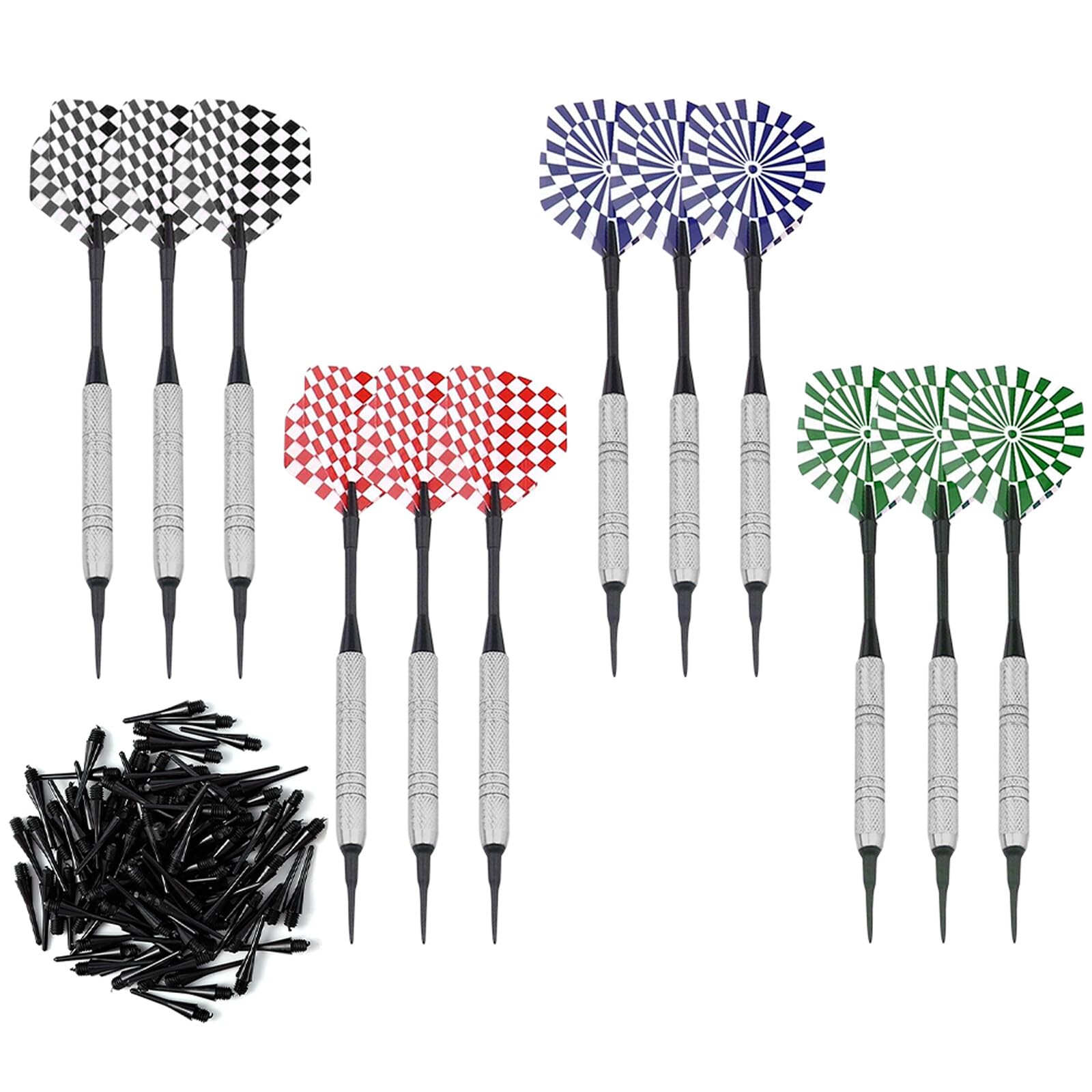 FYting 12 Pcs Darts,14g Darts,Soft Tip Darts,Dart Flights,Darts with Plastic Tips Pack of 100, Dart Accessories, Soft Darts with Plastic Tips for Electronic Dart Boards (14 g)