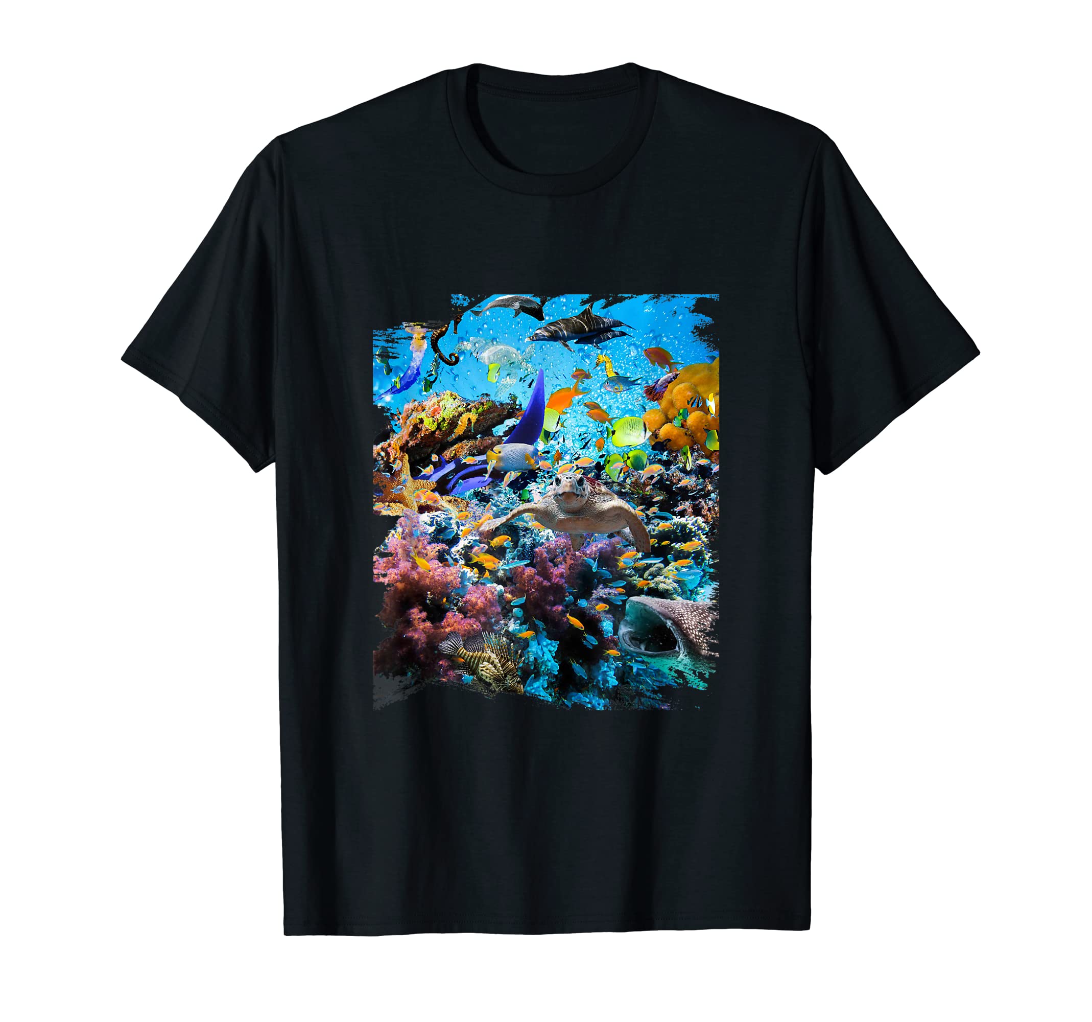 Ocean Dolphin Shark Turtle Coral Sea Fish Orca Whale Reef T-Shirt
