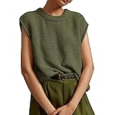Saodimallsu Womens Sleeveless Crewneck Sweaters Ribbed Knit Tank Tops 2025 Trendy Sweater Vest