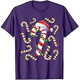 Red and White Christmas Candy Cane Santa Lights Christmas T-Shirt