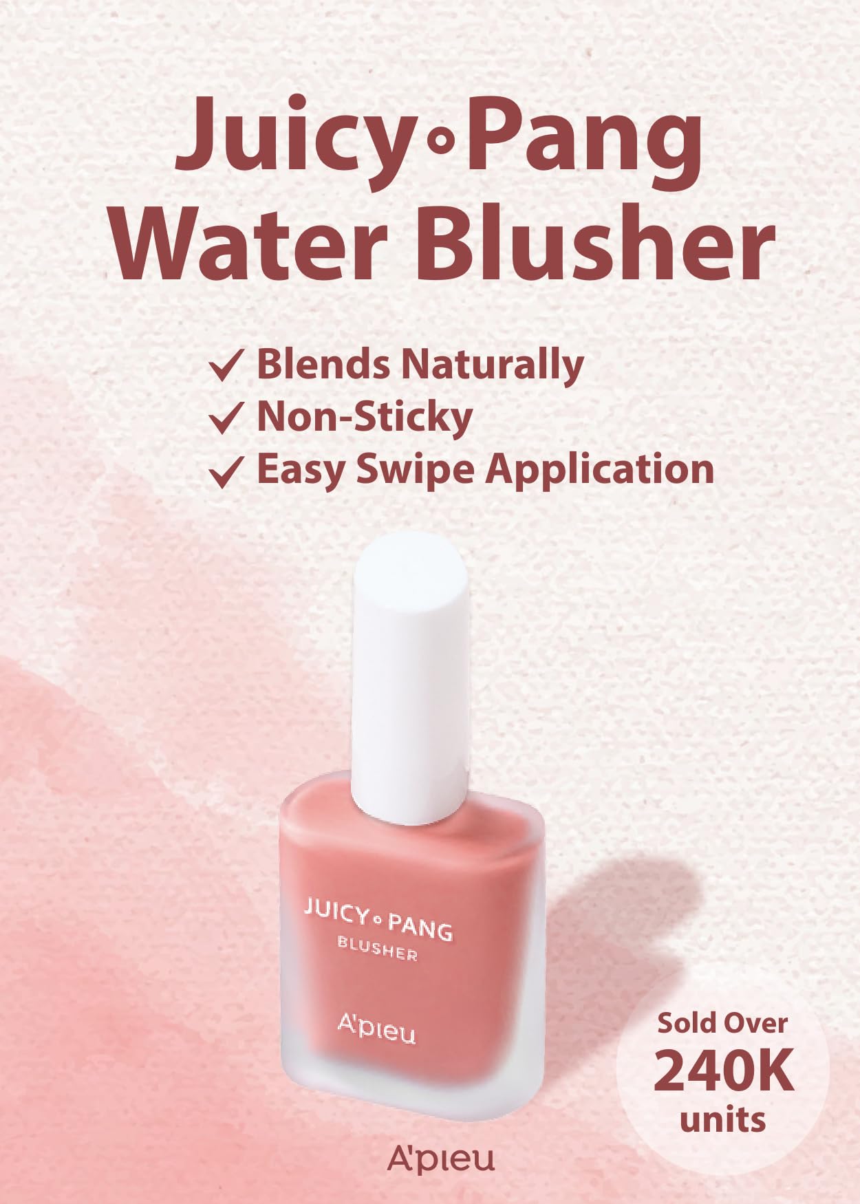 A'PIEU Juicy-Pang Water Blusher [PK03] (0.31 fl oz) - Dewy-Liquid Cheek Color with Fruity Tint and Soft Blendable Texture. Fruit Extract Blend, Rose Flower Water.