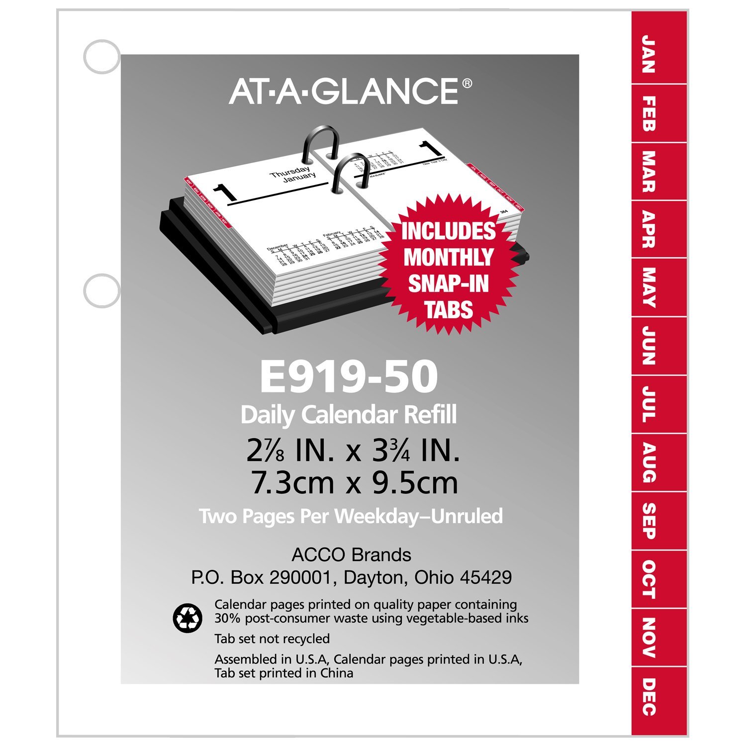 ATAGLANCE Daily Desk Calendar Refill 2017, Compact, 27/8 X 33/4