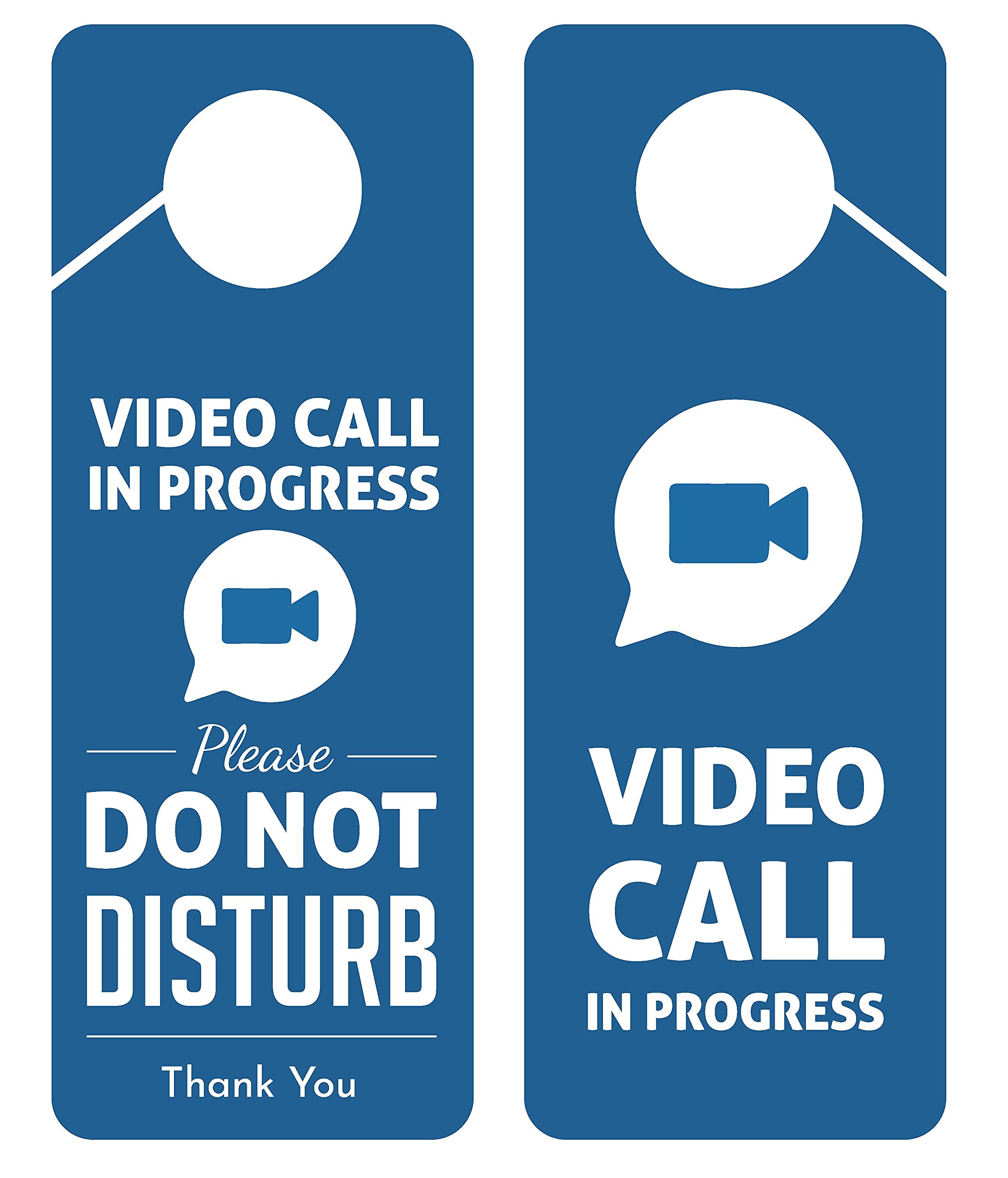 Business Design, Video Call in Progress Do Not Disturb Door Hanger Sign, 2 Pack, Double Sided, Ideal for Online Sessions and Meetings, Online Classes, Home Offices