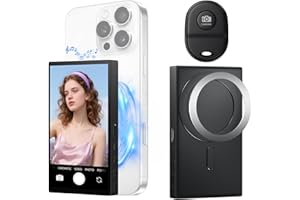 Yatao Back Camera Selfie Monitor for iPhone & Android | Vlog Selfie Monitor Screen with Large Battery, Bluetooth Control, No Delay Audio Play, for YouTube/TikTok Content Creators Vlogging, Live Stream