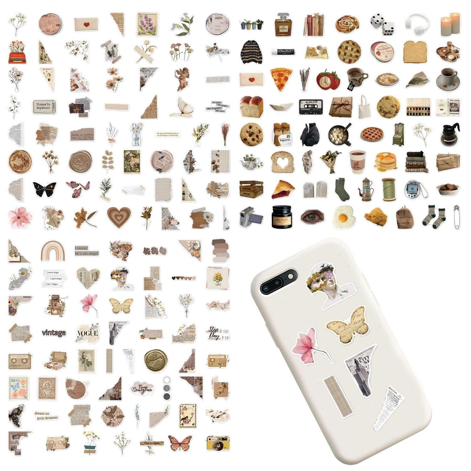 180 Retro Aesthetic Stickers, Bohemian Style, Waterproof and Self-Adhesive, Suitable for Decorating Laptops, Suitcases, Guitars.