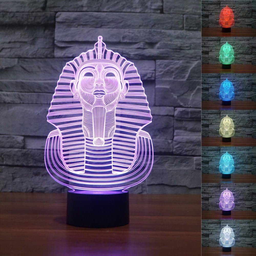 Tama Caumi Egypt sphinx Pharaoh 3D Night Amazing Optical LED 7 color Change Table Desk Light Lamp