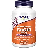 NOW Foods Supplements, CoQ10 600 mg, Maximum Strength with Vitamin E & Lecithin, 60 Softgels