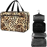 Travel Toiletry Bag for Woman/Men, Wild Animal Sexy Leopard Skin Patterned Hanging Organizer Bag with Pockets Portable Folding Travel Case Bags for Makeup Cosmetic Toiletries Storage Traveling-M