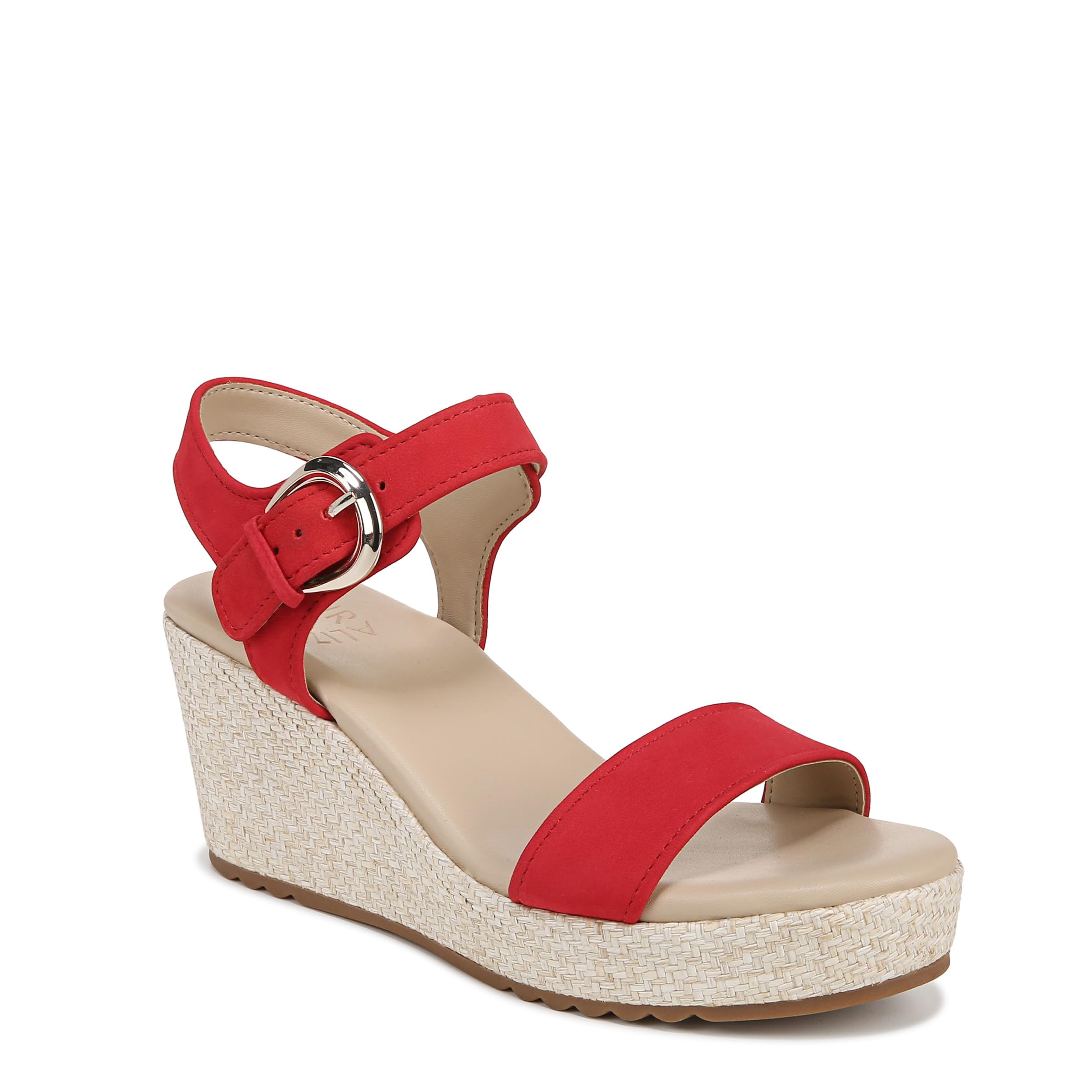 Naturalizer Womens Stella Open Toe Wedge Sandal Crantini Red 5 M
