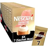 NESCAF&Eacute; Cappuccino Unsweetened Instant Coffee Sachets x7 (Pack of 6, Total 42 Sachets)