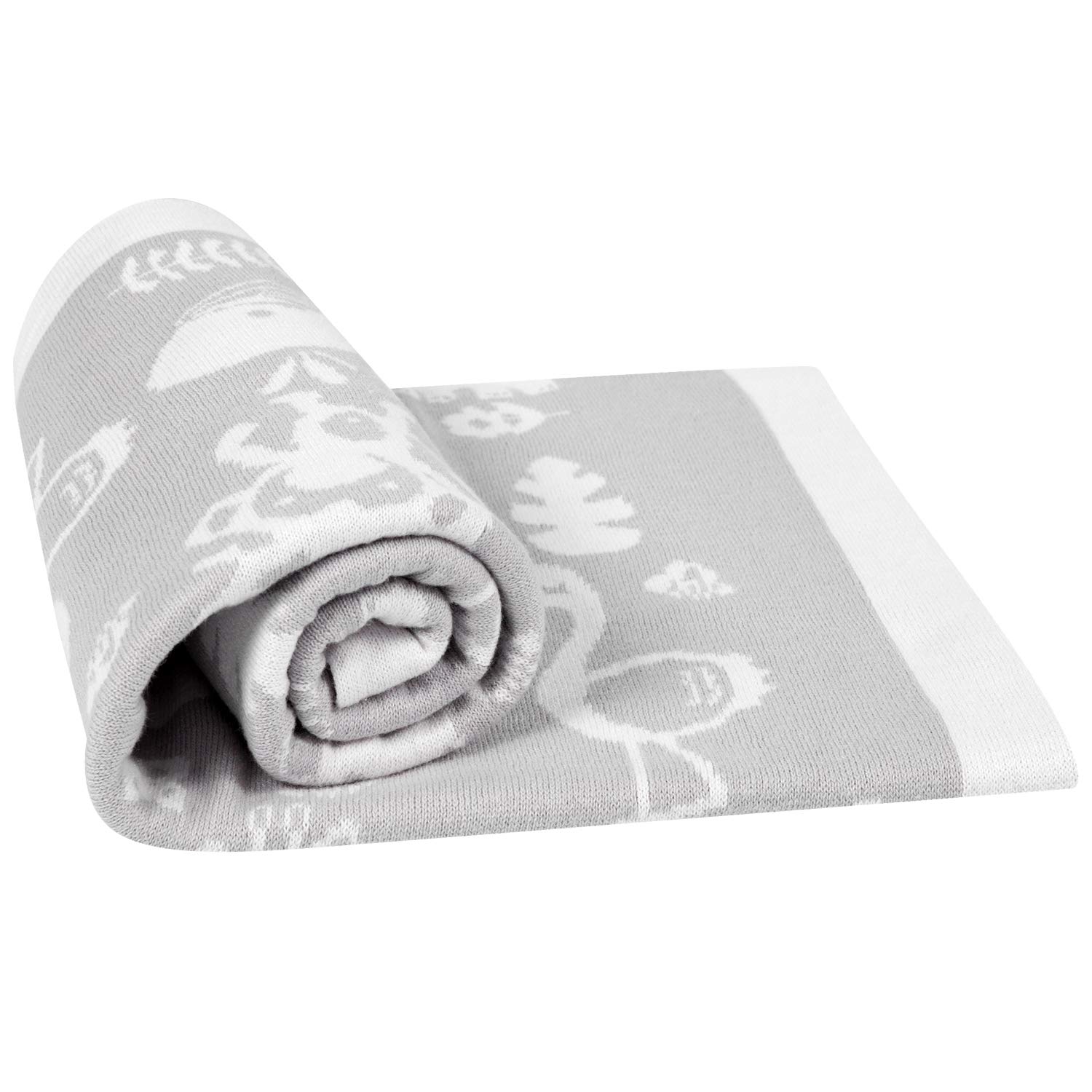 TILLYOU Premium Cotton Knit Baby Blanket for Infant Newborn, Breathable Small Receiving Blanket for Toddler Bed, Crib, Stroller or Bassinet, Nursery Bedding Essentials, Woodland Animals, 30x40: Baby