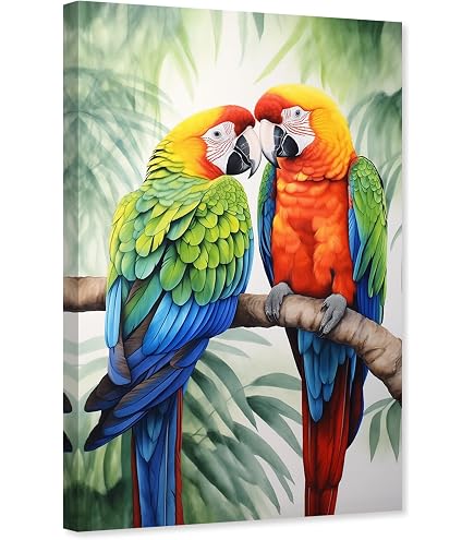 Amazon.com: Artery8 Macaw Parrot Neon Orange Green On Teal Exotic