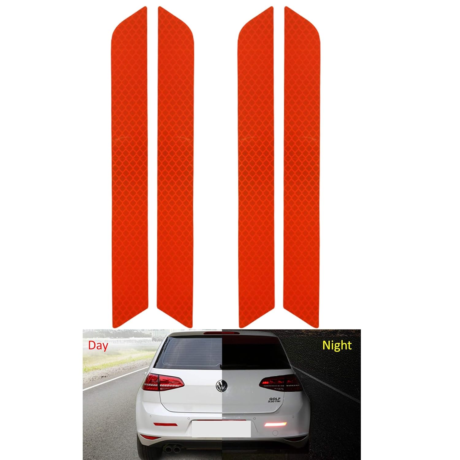 Red, 10.7in x 1.2in Reflective Tape Caution Warning Safety Reflector