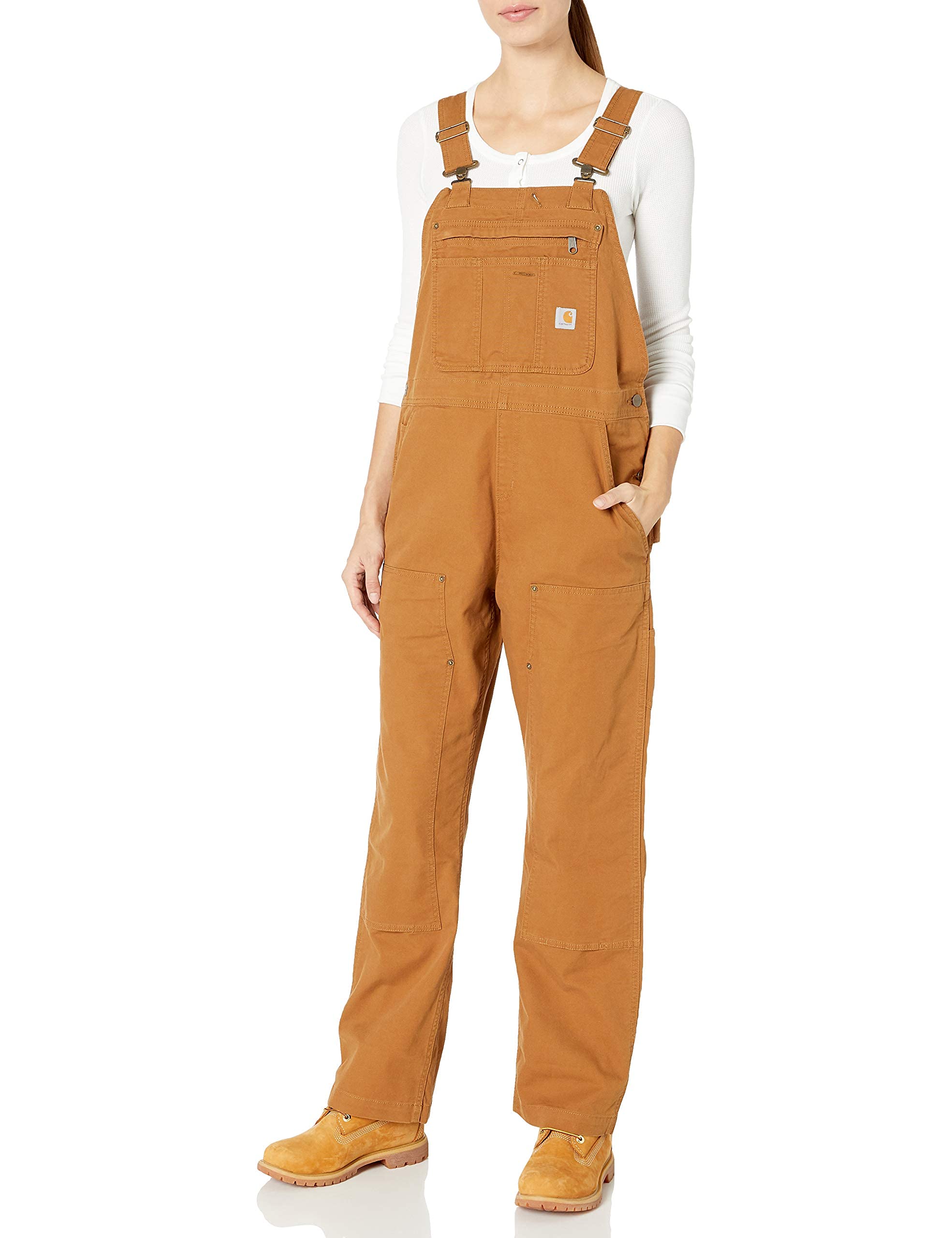 Carhartt Mono Crawford con pechera doble frontal (tallas grandes) para mujer, Carhartt Brown, Small Tall US