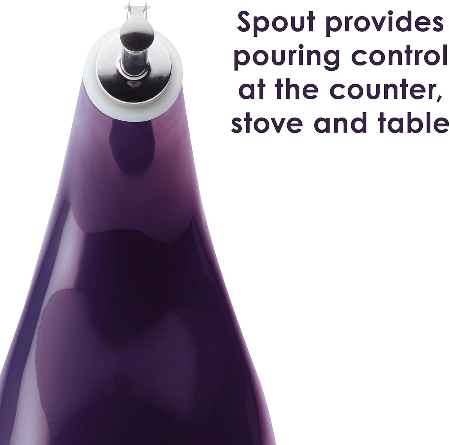 Rachael Ray Solid Glaze Ceramics EVOO Olive Oil Bottle Dispenser with Spout, One Size, Purple: Pottery Oil: Kitchen & Dining