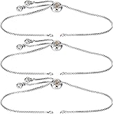 Joez Wonderful 3pcs Adjustable Slider Bracelet for Jewelry Making, Silver Plated Charm Bracelet Extender Chains with Rhinestones Ends for Women DIY Bracelet Jewelry Craft Supplies