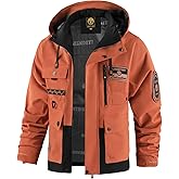 LEDUNTINO Men's Casual Jackets, Lightweight Thin MultiPocket Jacket Coat, Softshell Hooded Jacket, Outdoor Windbreaker