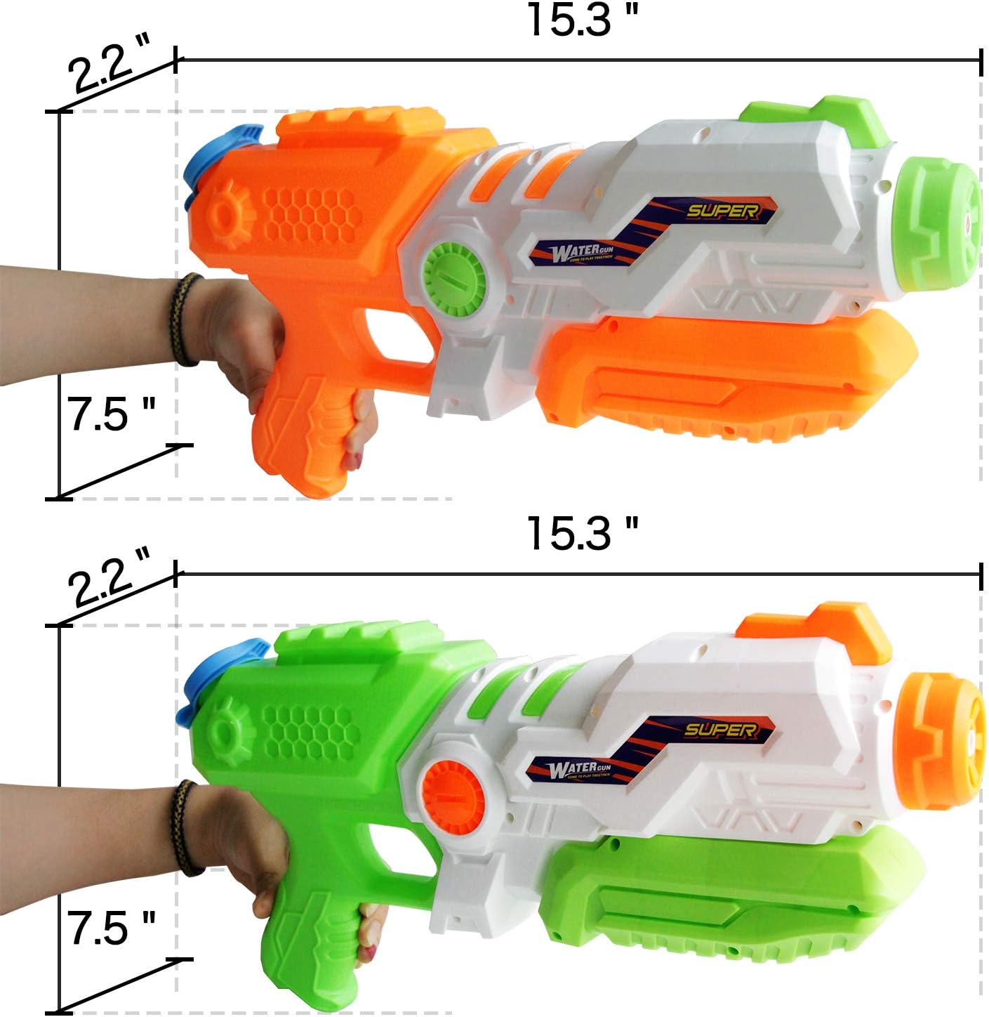 ToyerBee Water Gun, 2 Pack Squirt Guns for Kids, 1200CC High Capacity& 35 Feet Long Shooting Range Water Blasters, Water Toys for Kids& Adult: Toys & Games