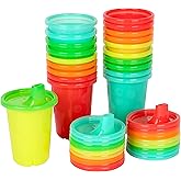 The First Years Take & Toss Spill Proof Sippy Cups - Rainbow Party Pack - Reusable Toddler Cups - Kids Cups and Snap On Lids for Ages 9 Months and Up - 20 Count
