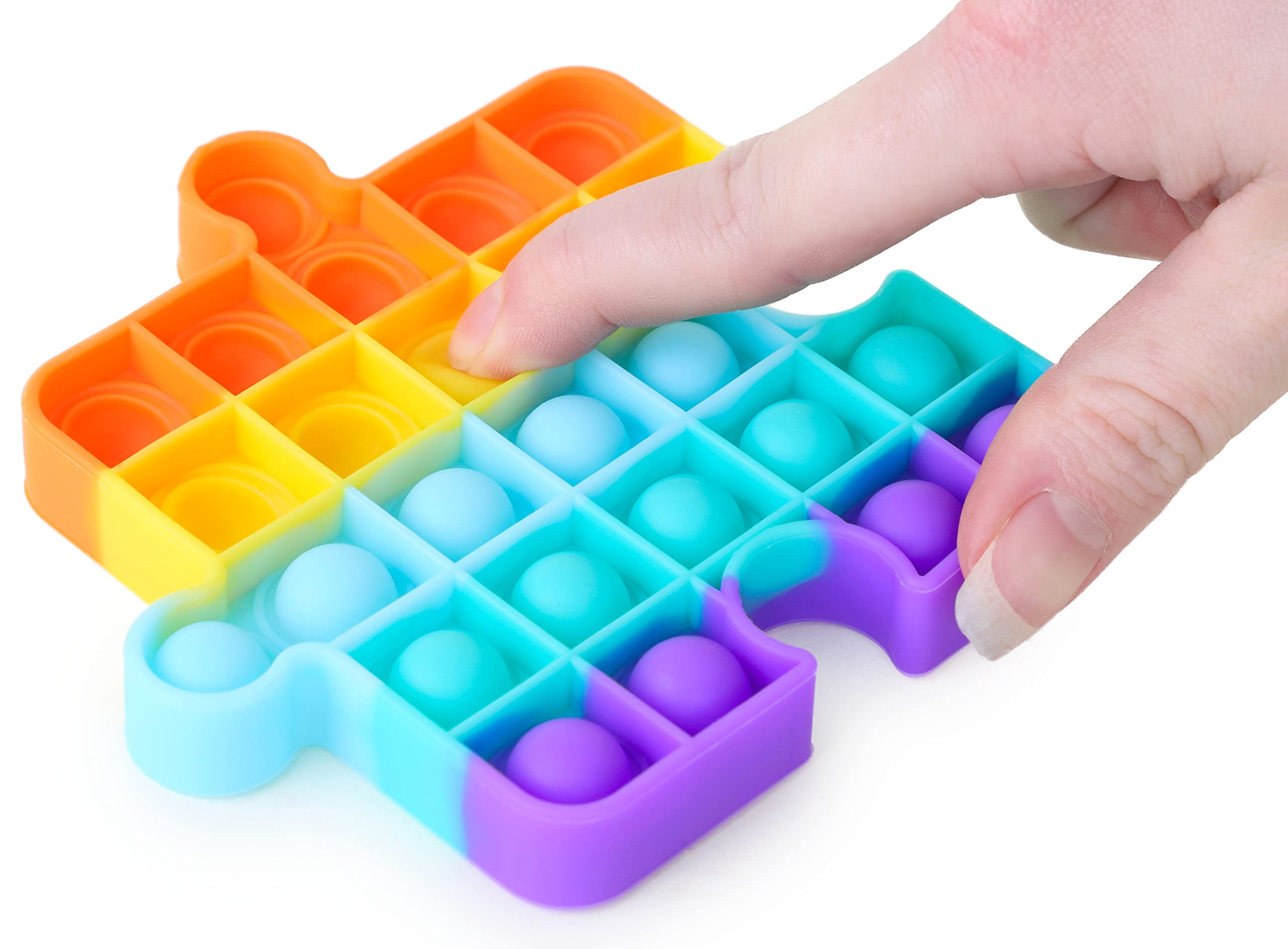 Toyland® Rainbow Jigsaw Shape Push Bubble Pop Bubble Sensory Fidget Toy - Create Your Own Jigsaw!
