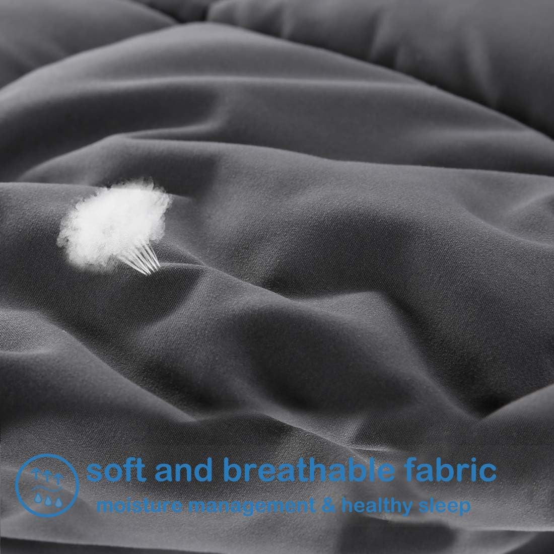 EASELAND All Season Queen Size Soft Quilted Down Alternative Comforter Hotel Collection Reversible Duvet Insert with Corner Tabs,Winter Warm Fluffy Hypoallergenic,Dark Grey,88 by 88 Inches: Home & Kitchen