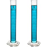 100ml Graduated Cylinder, Borosilicate 3.3 Glass, Single Metric Scale, Class B, Karter Scientific 246I7 (Pack of 2)