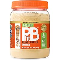 PBfit All-Natural Organic Peanut Butter Powder, Powdered Peanut Spread from Real Roasted Pressed Peanuts, 8g of Protein, 30 O