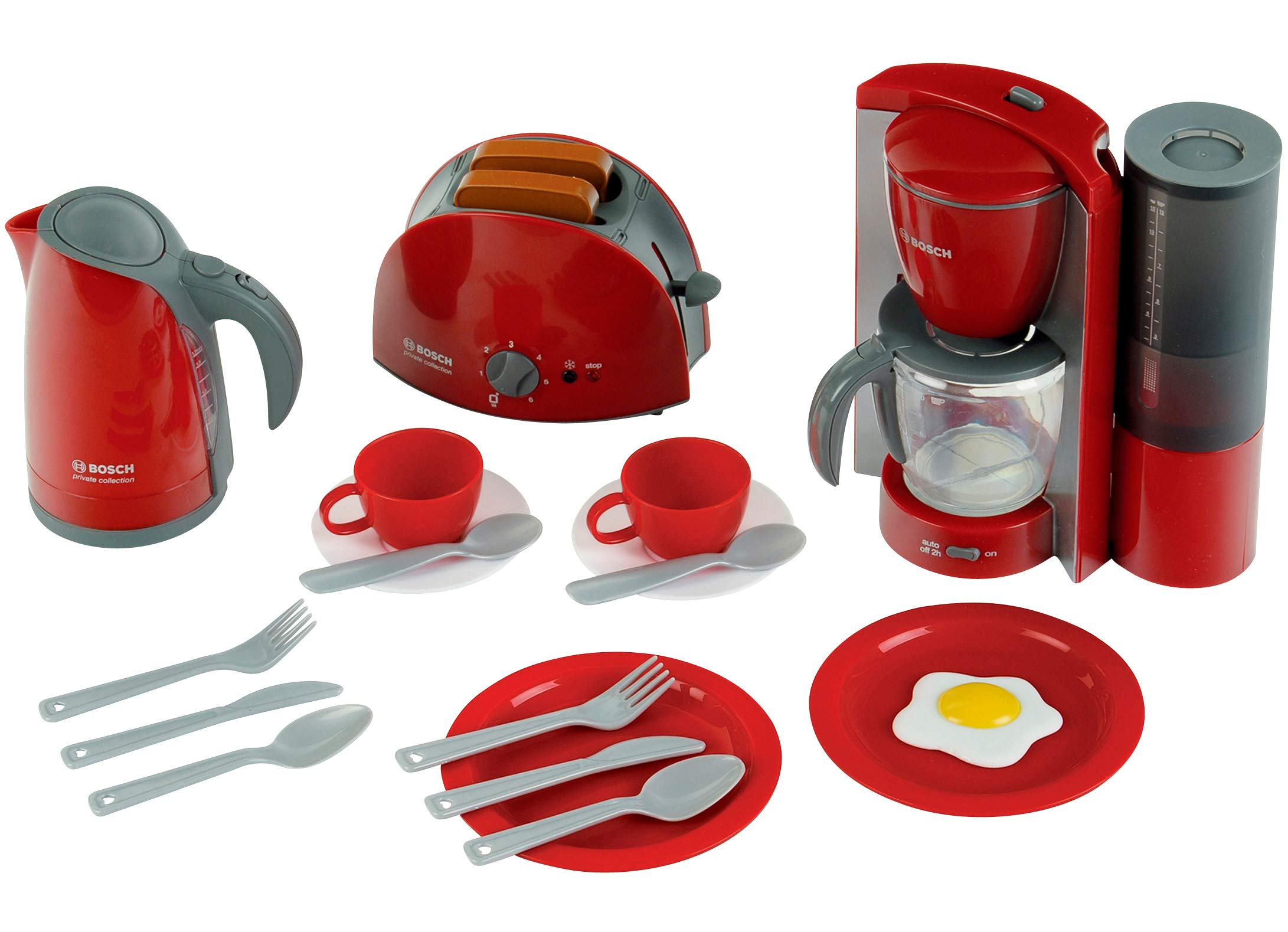 Theo Klein 9564 Bosch Breakfast Set I Kitchen Set Consisting of Toaster, Coffee Machine, Kettle and Much More I Packaging Dimensions: 44.5 cm x 13 cm x 34 cm I Toy for Children Aged 3 Years and up