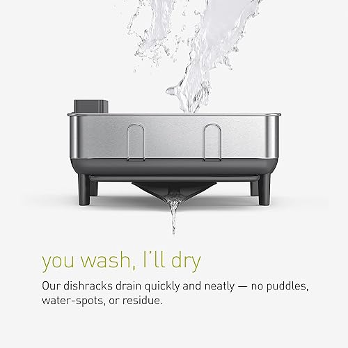 simplehuman Compact Kitchen Dish Drying Rack With Swivel Spout