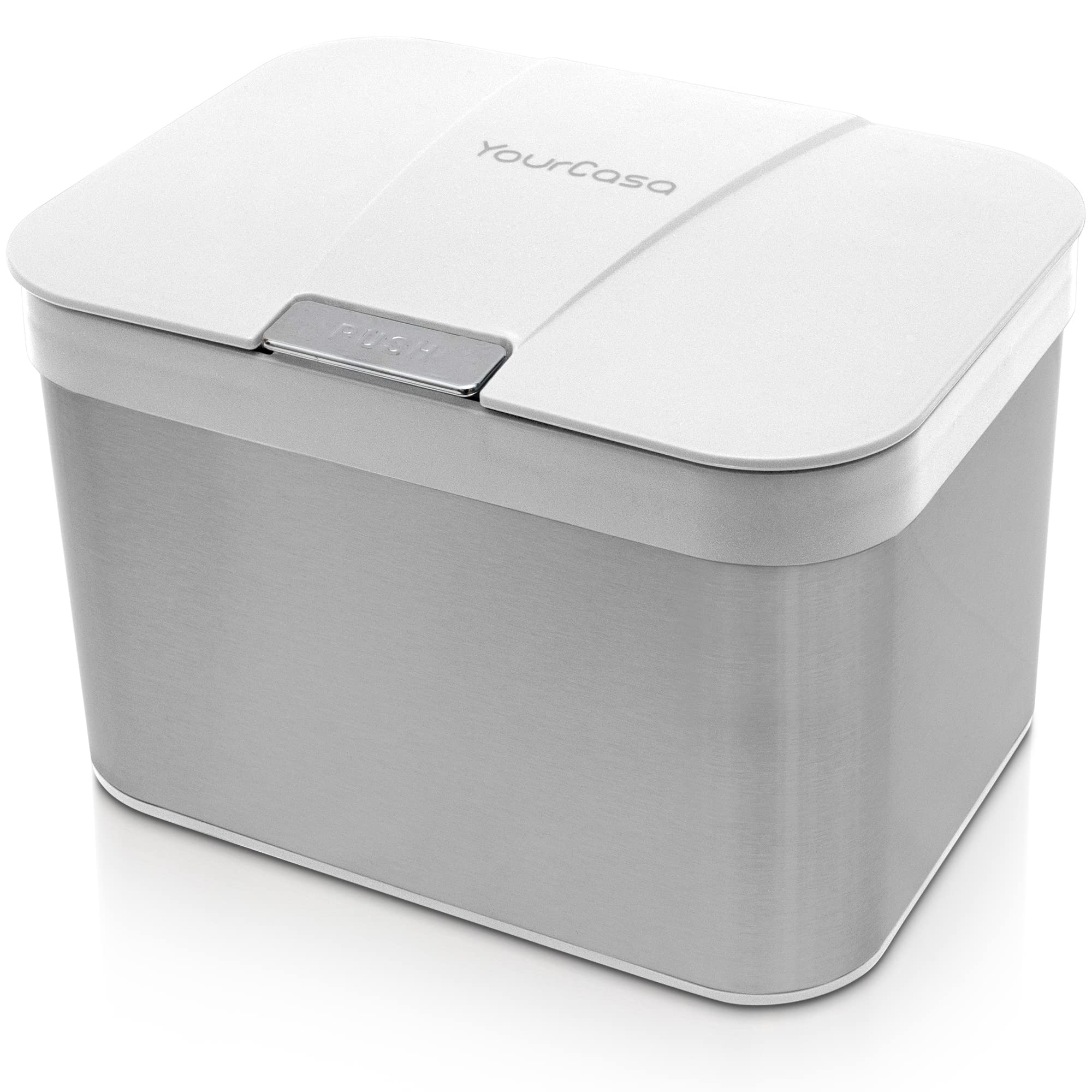 YourCasa® Organic Kitchen Waste Bin, Stainless Steel, 4.3 L, Odour-Proof, Dishwasher-Safe Inner Insert, Small for Organic Kitchen Waste