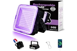 BENSS LED Black Ligh,Rechargeable 5000mAh 120 UV led, IP65 Waterproof & Magnetic, Long Runtime Ultraviolet Light for Neon Glow Party, Halloween, UV Posters, Body Paint, Fluorescent Art